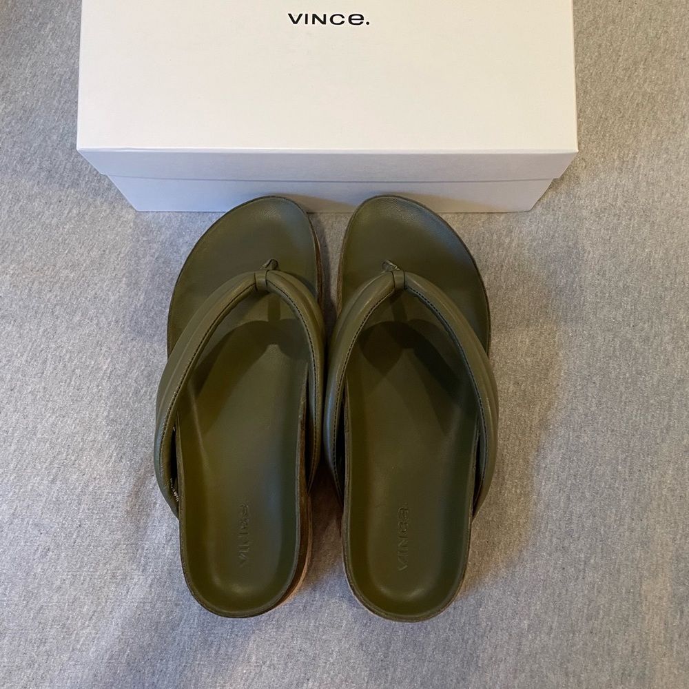 Vince Sandals Espadrilles Forest in Spruce leather